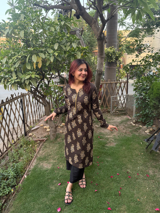 Brown butta kurta