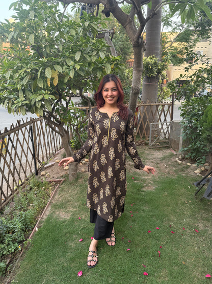 Brown butta kurta