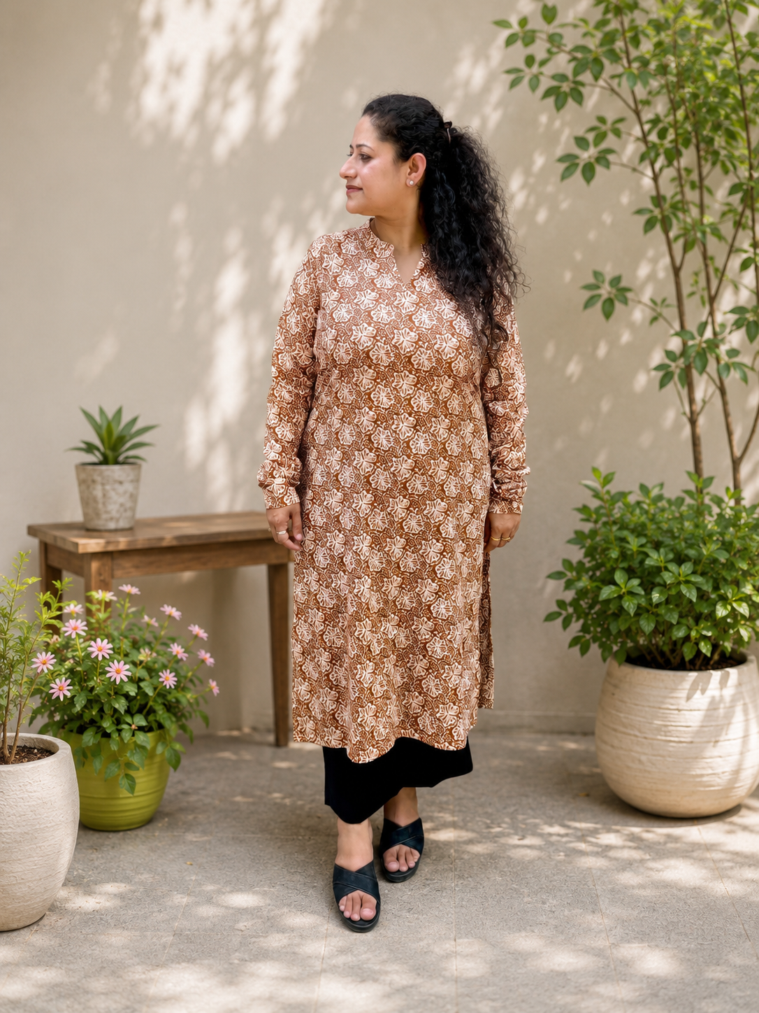 Rustic bloom hand-block kurta