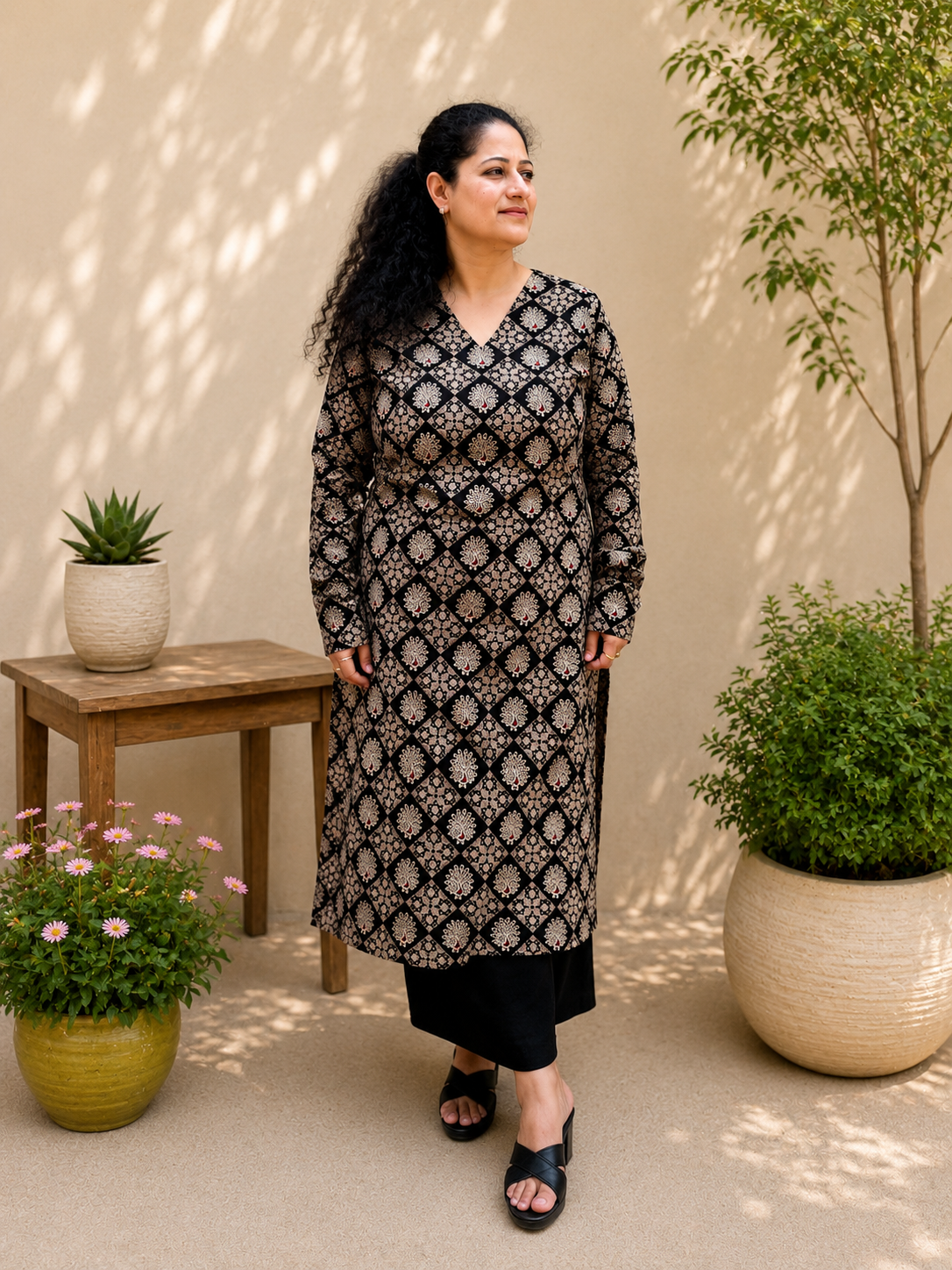 Black Geometric kurta