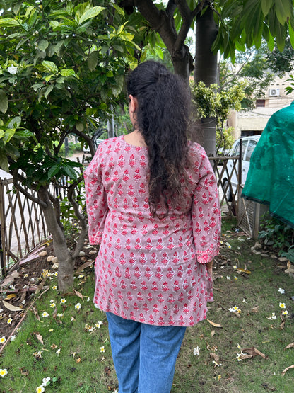 Blush Pink Hand-Block Printed Cotton Kurti