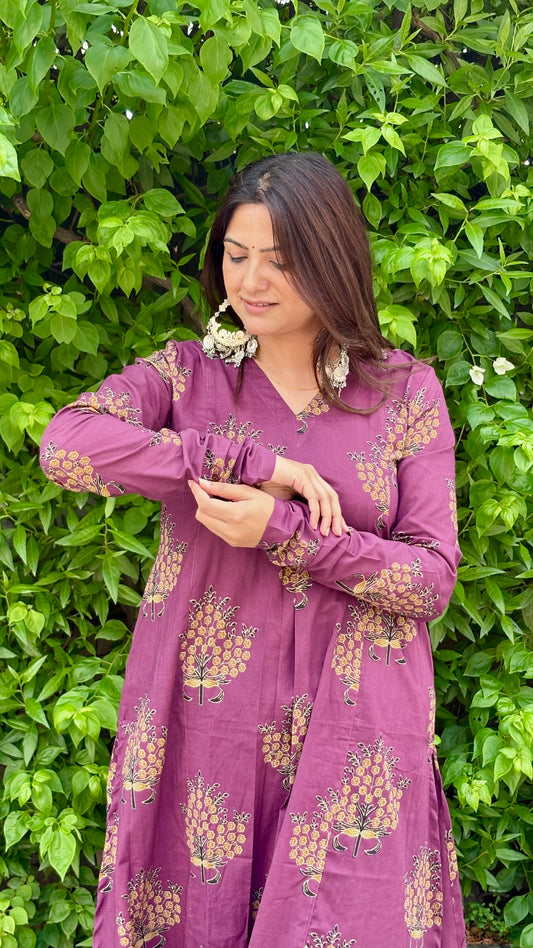 Mulberry Bloom Cotton Kurti