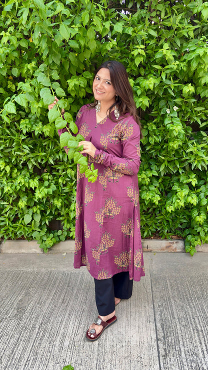 Mulberry Bloom Cotton Kurti