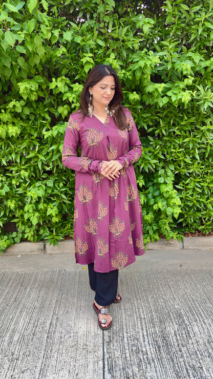 Mulberry Bloom Cotton Kurti
