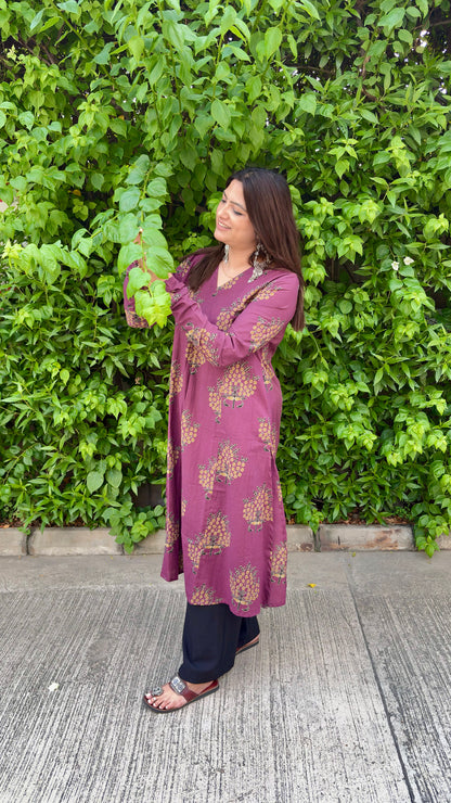 Mulberry Bloom Cotton Kurti
