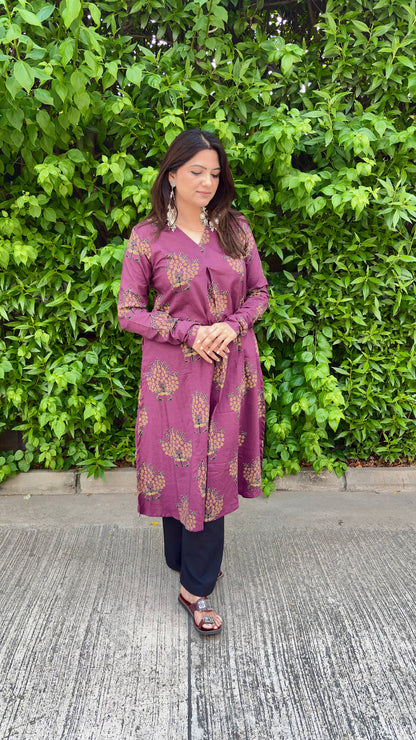 Mulberry Bloom Cotton Kurti